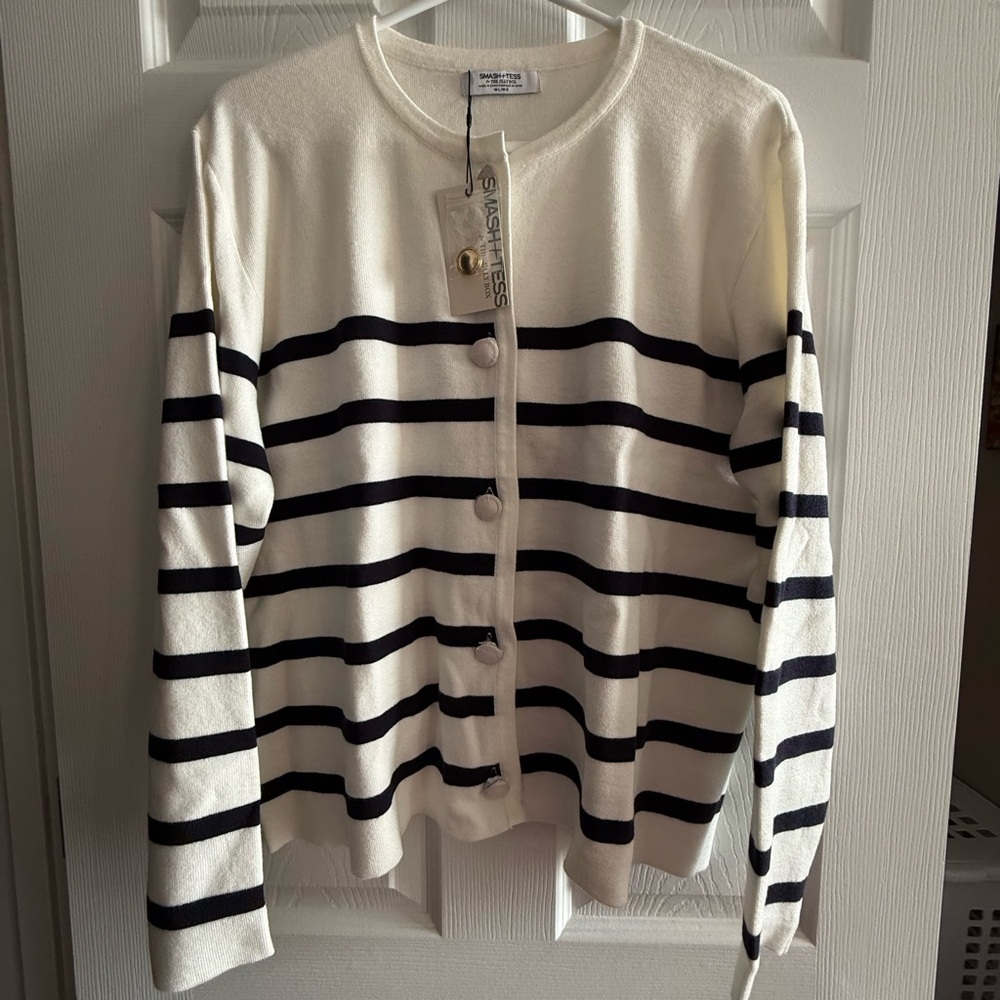 Smash + Tess Navy and White Striped Cardigan